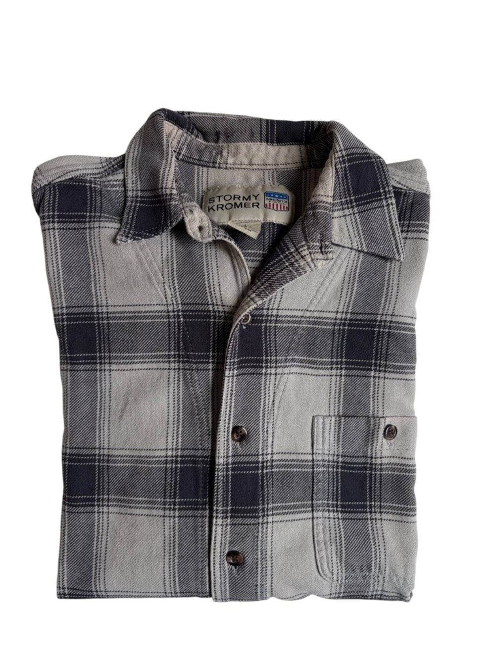 Stormy Kromer Plaid Flannel Shirt (Beige / Brown) - Size Large